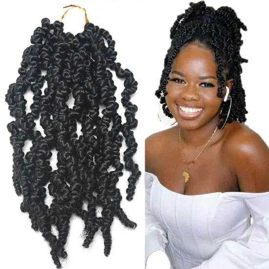 Pre-twisted Spring Twist Crochet Hair Extension Curly Spring Twist Braiding Hair Synthetic Fiber Solid And Mix Color