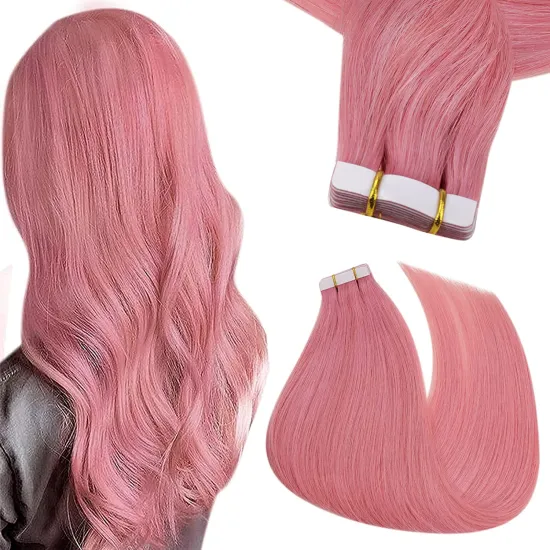 Hot sells high quality double drawn Colored Hair Extensions Straight 100% human tape in hair extensions tape in human hair