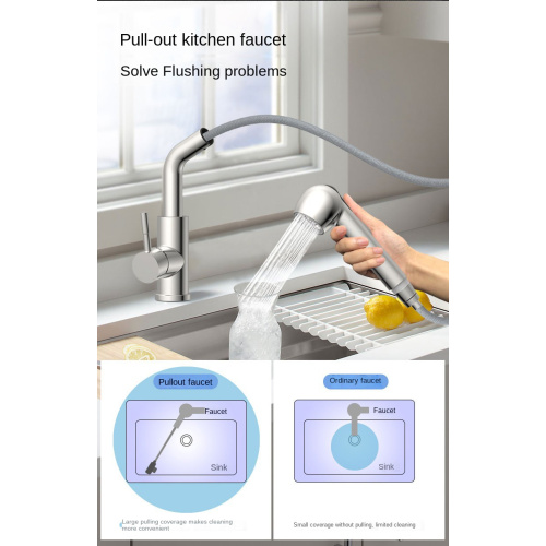 304 Stainless Steel Multifunctional Pull Out Kitchen Faucet