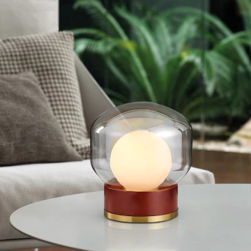 Nordic Modern Wood Base Glass Ball Table Lamp