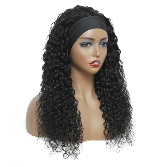 Glueless Full Machine Made Natural Black Human Hair Wig Deep Wave Headband Wigs for Black Women Easy to Install