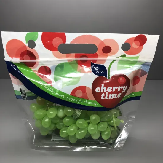 Customized Cherry Ziplock Bag Packaging Fruit Cherry Bag With Handle Reusable Fruit And Vegetable Plastic bags
