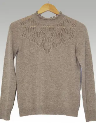 Lace collar cashmere sweater