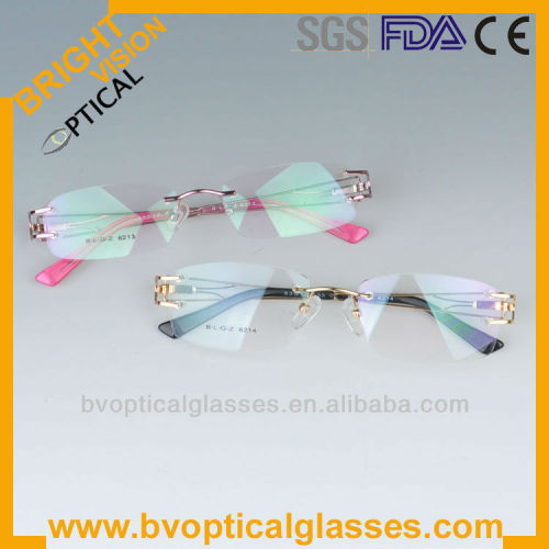 Bright Vision Danyang Factory direct sale unisex rimless 6214 alloy metal optical eyeglasses