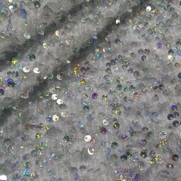 Holographic Iridescent Metallic Sequin Dress Fabric