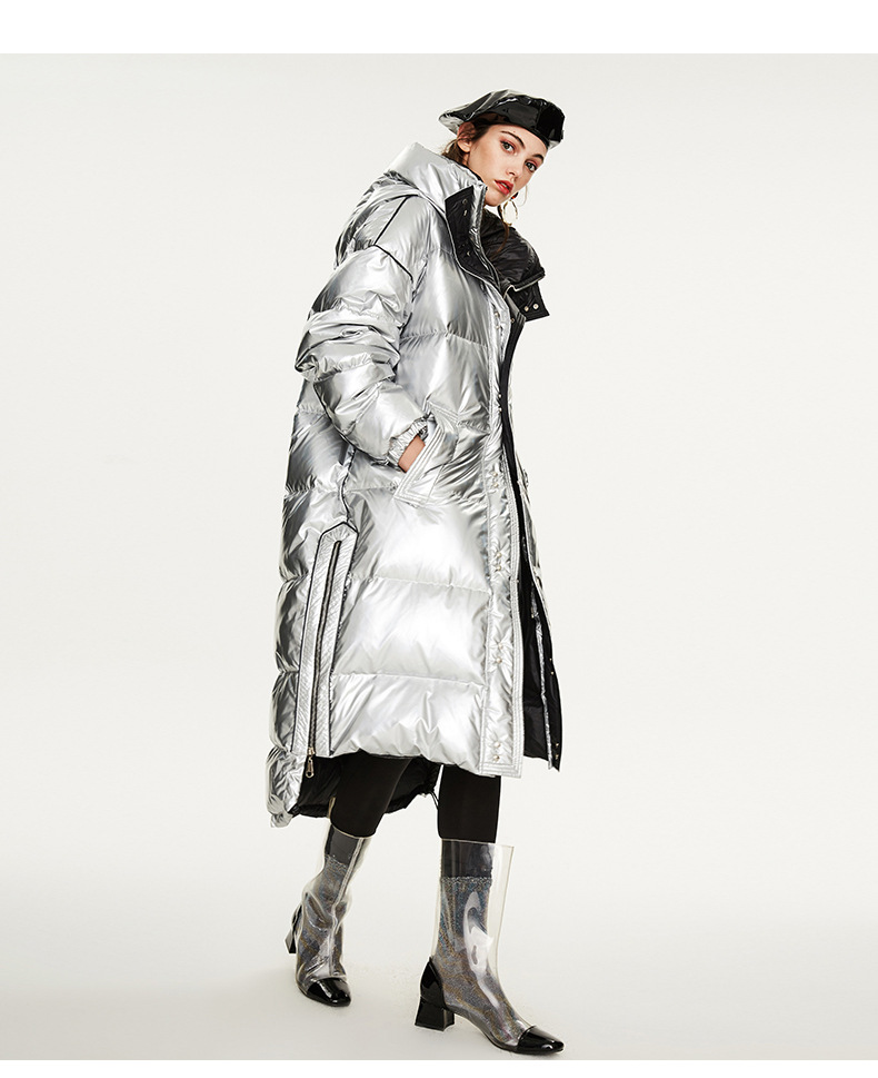 Sliver Long Down Coat For Ladies