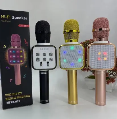 Wholesale Portable Wireless Microphones with Bluetooth Speaker and Colorful Lights - OEM Custom Logo Gift Handheld Microphone