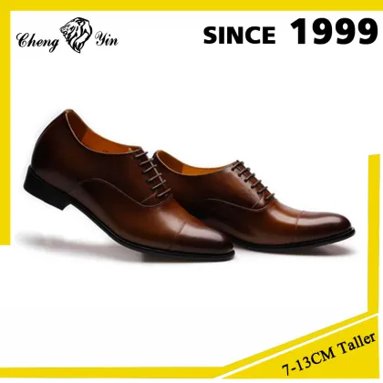 Cow leather elevator shoes design dress shoes