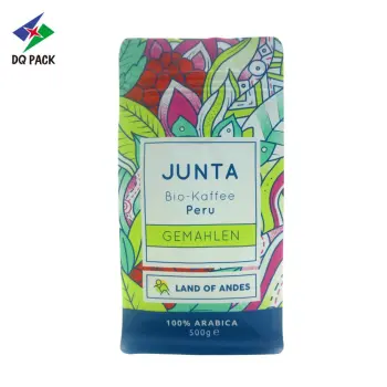 Food Packaging Bags Flat Bottom Pouch With Coffee Valve