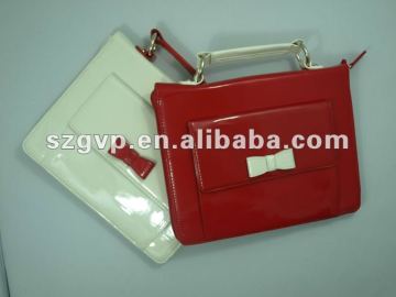 fashionable gloss leather multifunctional zipper table pc bag
