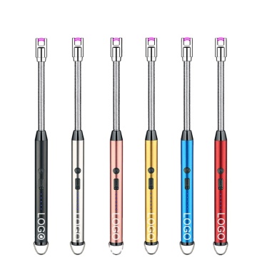 Free Customizable LOGO Pulse Hose Lighter with Curved Arc Ignition - 360 Degree Rotatable, Rechargeable via USB, and Suitable for Stoves