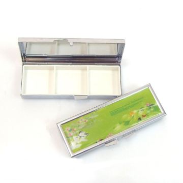 Shinny Gifts Metal Pill Box Portable Pill Box with Mirror Promo Gifts