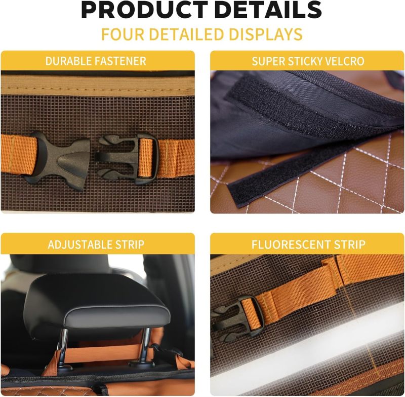 PU Leather Foldable Car Backseat Hanging Organizer