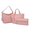 Grand sac fourre-tout en cuir rose à glissière rose Wallace