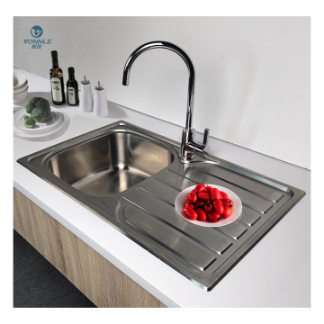 Handcrafted 304 Stainless Steel Integrated Countertop Single Bowl Kitchen Sink