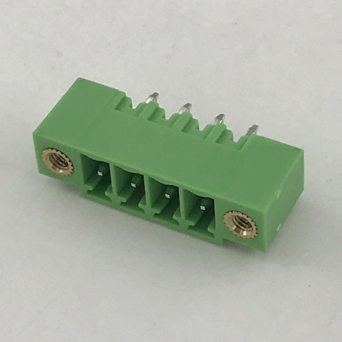 Bloque de terminales verde PCB de ángulo recto de paso de 3,81 mm