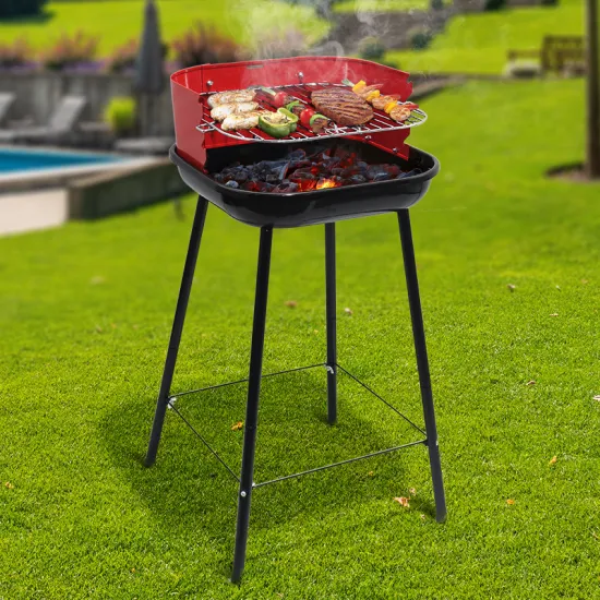 Adjustable Cooking Height Outdoor Barbeque Portable Bbq Grill Red Simple Charcoal Barbecue Grill