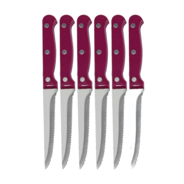 Multi Color PP Rivet Handle Steak Knives - Stainless Steel Blades