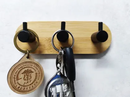 Top Selling Stainless Steel & Bamboo Black Hooks (3pcs) - Waterproof, Strong, & Durable Adhesive Hooks