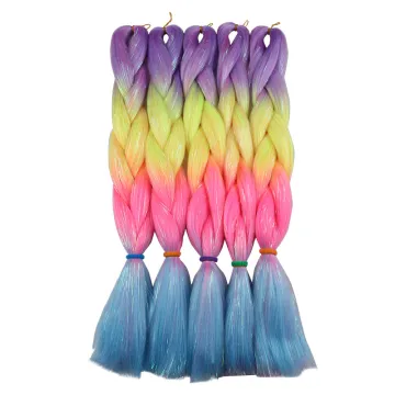 Factory Price Wholesale Synthetic Jumbo Braiding Hair 100G 24" Glitter Colorful Tinsel Hair With Black Women