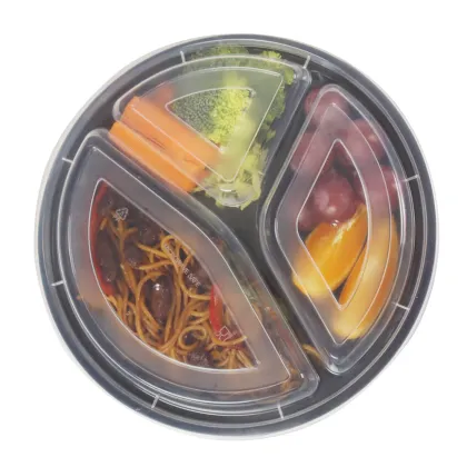 takeaway bento box round food containers compartment plastic disposable food storage meal prep containers