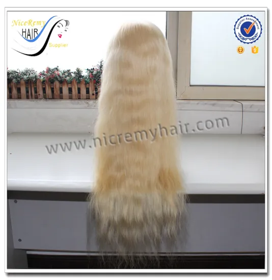 Wholesale natural straight 100% virgin human hair long hair blonde wig