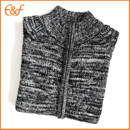 Full Zip Fancy Yarn Cardigan Sweater for Men
