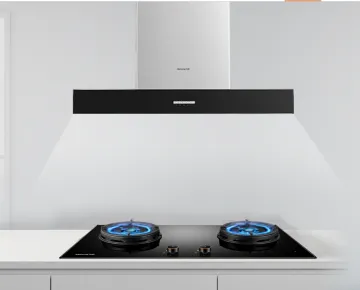Top mounted range hood black stainless