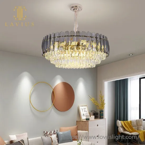 Black white crystal light luxury pendant light Modern design crystal chandelier for living room bedroom
