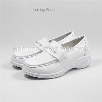 genuine leather eva outsole white nurse shoes