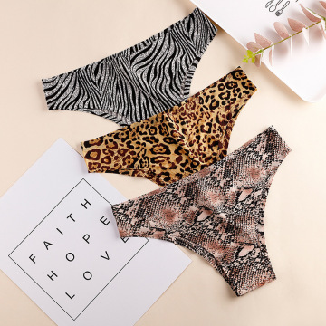 Sexy Leopard Print Ice Silk One Piece Briefs for Women