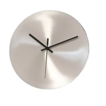 Stainless Steel Dial Silver Decor Wall Clock - Silent Movement Battery Operated Metal Wall Hanging Clock