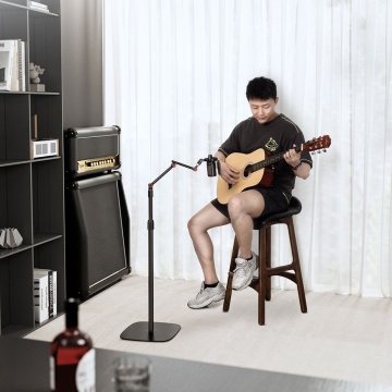 Universal Height Adjustable Standing Mic Boom Arm - Microphone Floor Stand for 3/8'' & 5/8'' Mics