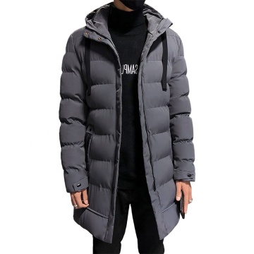 Parka con cappuccio calda addensato da uomo all'ingrosso - Giacca imbottita di cotone solido