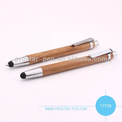 hot sale new push action Eco Bamboo touch pen
