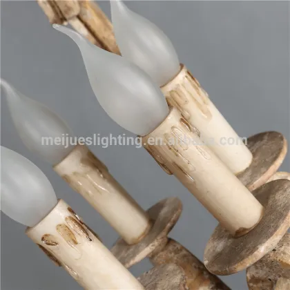 Vintage Industrial Wooden Chandelier 4 Heads