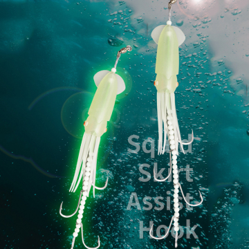 Luminous Rubber Squid Skirt Assist Hooks for Sea Fishing