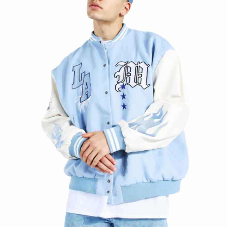 Hombres Varsity Jacket Fashion Blue