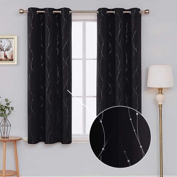 Cortinas de blecaute impressas da linha de onda de prata