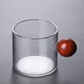 ATO 220 ml Kreatives Set Mini kleiner Glas Tasse Glas Dessert Glas Kaffeetasse mit Holzgriff