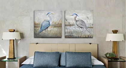 Crane Wall Art Set Midland Wildlife Oil Painting