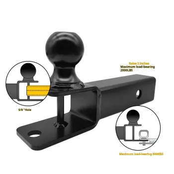 UTV Rear ATV Towing Square Mouth 2-Inch Heavy Duty Adjustable Trailer Hitch Ball Mount
