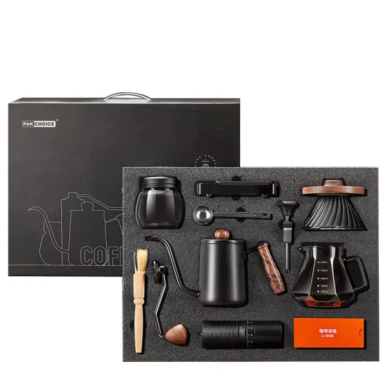 Portable Hand-Crank Coffee Grinding Set: Gift Box with Hand Wash Pot, Coffee Filter Cup, and Coffee Machine Compatibility