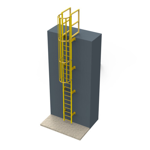 Hochwertige Glasfaser -Fiberglas -FRP -Leiter mit Sicherheitskäfig