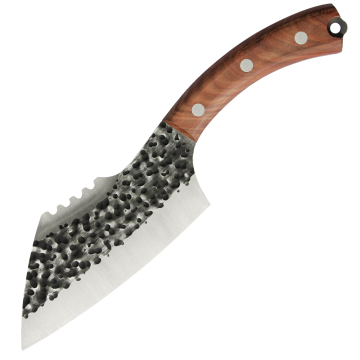 Couteau de poisson à poignée incurvée en bois de santal rouge haut de gamme avec motif de marteau à tête carrée