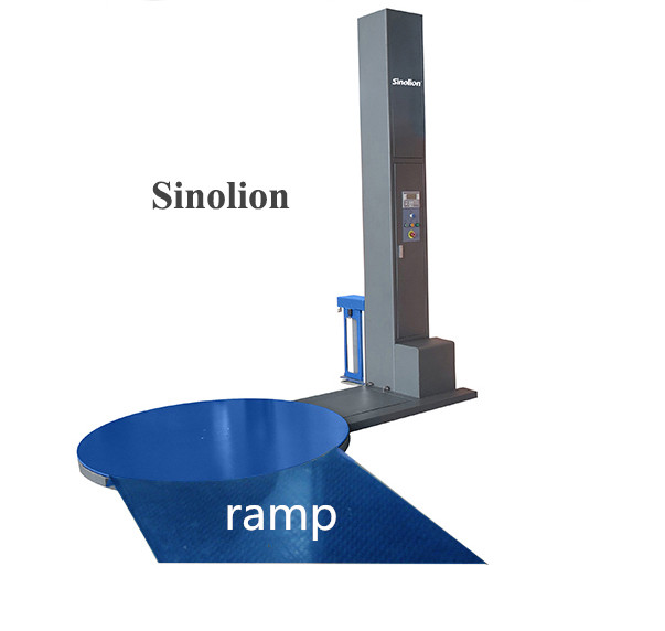 Semi -auto turntable wrapper with ramp