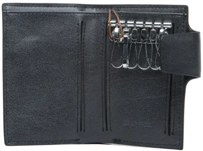 New design fashion black italian cow leather key holder wallets for man