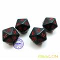 Ensemble de 10pcs noir 20 côtés Dice noir Opaque D20 avec chiffres rouges Ensemble 10pcs