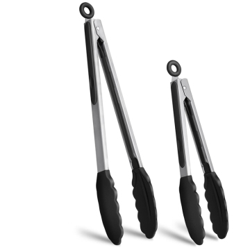 Kitchen Locking Tongs Set Stainless Steel Kitchen Bbq Grill Clamps With Silicon Tips