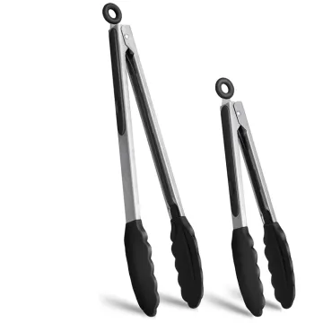 Kitchen Locking Tongs Set Stainless Steel Kitchen Bbq Grill Clamps With Silicon Tips